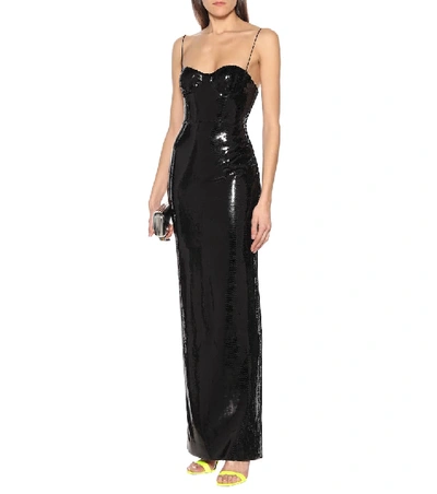 Shop Alex Perry Ford Sequined Gown In Black