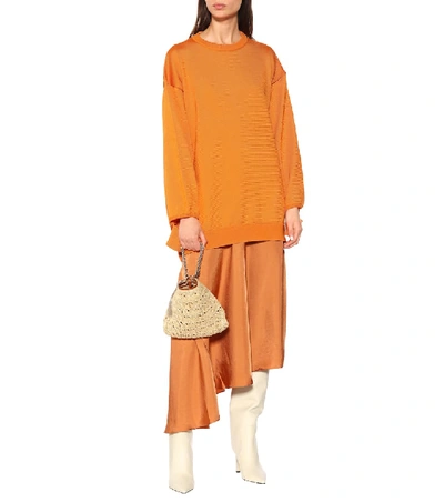 Shop Tibi Knitted Sweater In Orange