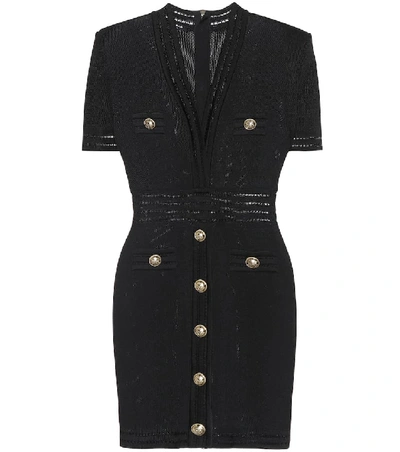 Shop Balmain Knit Minidress In Black