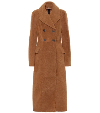 Shop Burberry Teddy Shearling Coat In Brown