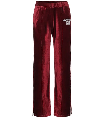 Shop Golden Goose Kelly High-rise Velvet Sweatpants In Red