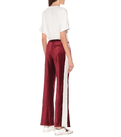 Shop Golden Goose Kelly High-rise Velvet Sweatpants In Red