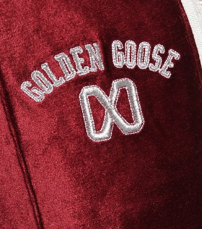 Shop Golden Goose Kelly High-rise Velvet Sweatpants In Red