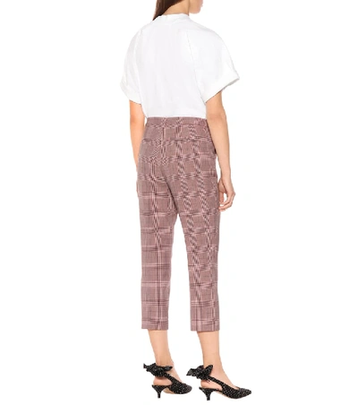 Shop Ganni Checked Slim Pants In Pink