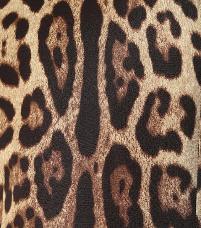 Shop Dolce & Gabbana Leopard-print Stretch-silk Crêpe Top In Brown