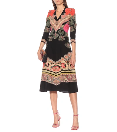 Shop Etro Printed Silk Midi Dress In Multicoloured