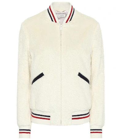 Shop Saint Laurent Cotton Bomber Jacket In White
