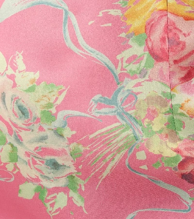 Shop Alessandra Rich Floral Silk Minidress In Pink