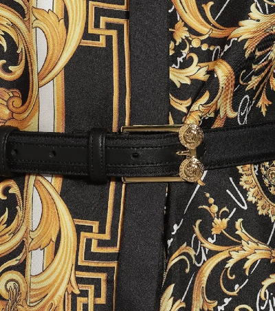 Shop Versace Barocco Silk-twill Shirt Dress In Gold