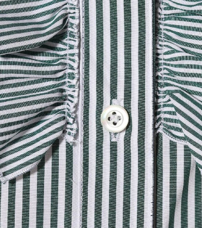 Shop Alexa Chung Ruffled Cotton Shirt In Green