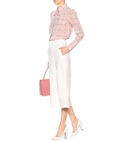 Shop Valentino Cropped Virgin Wool And Silk Trousers In White