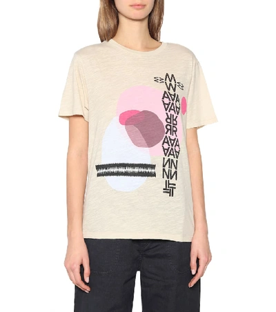 Shop Isabel Marant Étoile Pewela Printed Cotton T-shirt In Beige
