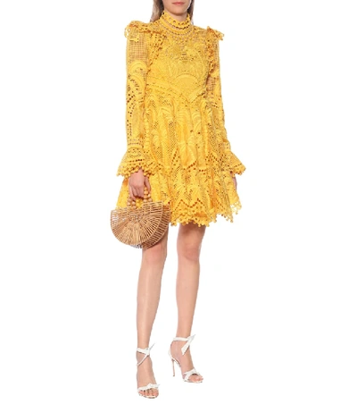 Shop Zimmermann Brightside Palm Silk Minidress In Yellow