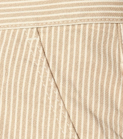 Shop Marc Jacobs Striped Cropped Cotton Pants In Beige