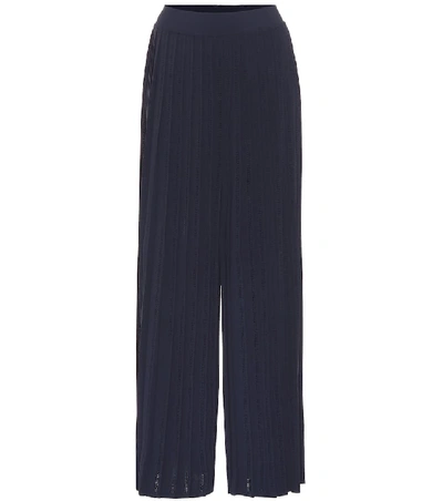 Shop Alaïa High-rise Stretch-knit Pants In Blue