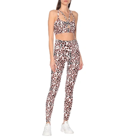 Shop Varley Duncan Leopard-print Leggings In Red