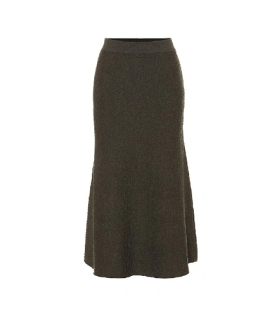 Shop Victoria Beckham Wool Knit Midi Skirt In Green