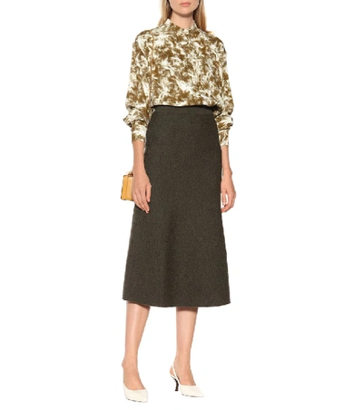 Shop Victoria Beckham Wool Knit Midi Skirt In Green