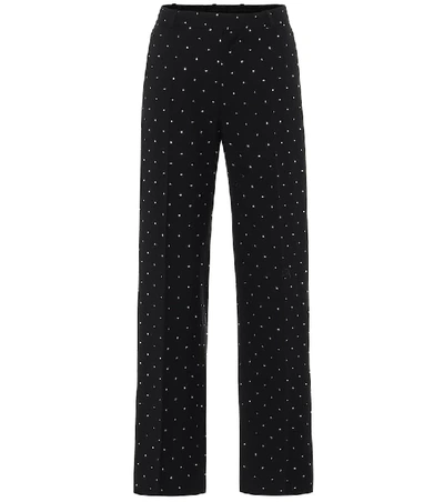 Shop Balenciaga Embellished High-rise Straight Pants In Black