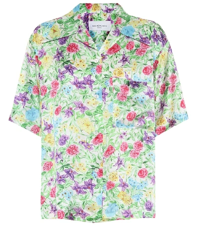 Shop Les Rêveries Floral Silk Shirt In Multicoloured