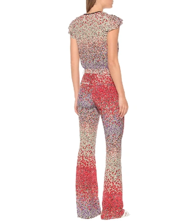 Shop Etro Printed High-rise Flared Silk Pants In Multicoloured