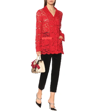 Shop Dolce & Gabbana Lace Jacket In Red
