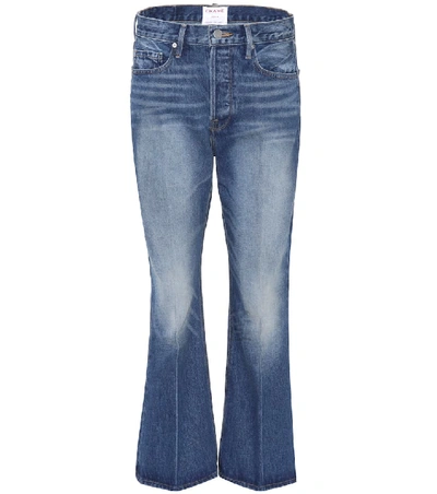 Shop Frame Le Crop Flare Mid-rise Jeans In Blue