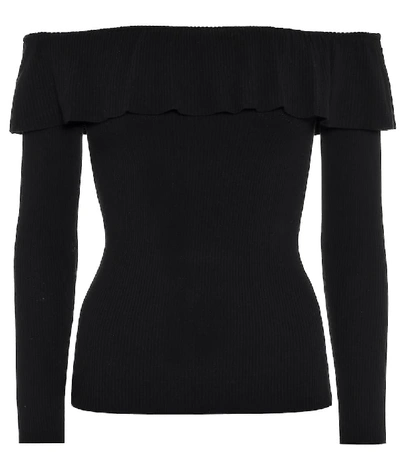 Shop Red Valentino Off-the-shoulder Top In Black