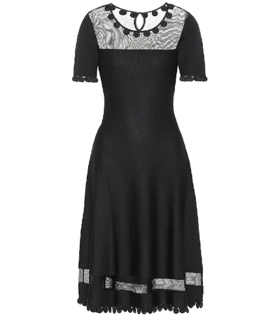 Shop Oscar De La Renta Wool And Silk-blend Midi Dress In Black