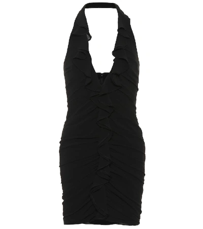 Shop Saint Laurent Silk Georgette Minidress In Black