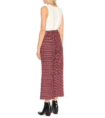 Shop Chloé Plaid Wool-blend Pants In Red