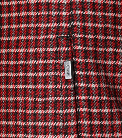 Shop Chloé Plaid Wool-blend Pants In Red