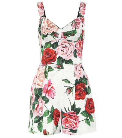 Shop Dolce & Gabbana Printed Floral Playsuit In White