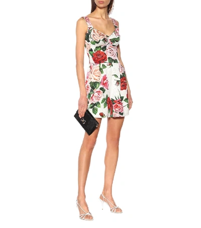 Shop Dolce & Gabbana Printed Floral Playsuit In White