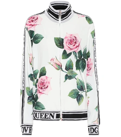 Shop Dolce & Gabbana Floral Stretch-cady Track Jacket In White