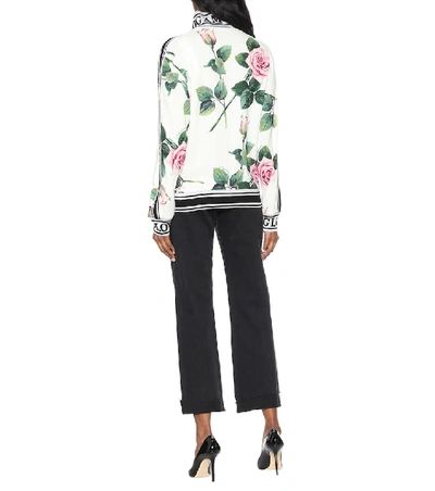 Shop Dolce & Gabbana Floral Stretch-cady Track Jacket In White