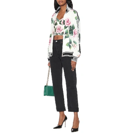 Shop Dolce & Gabbana Floral Stretch-cady Track Jacket In White