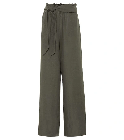 Shop Asceno High-waisted Linen Pants In Green