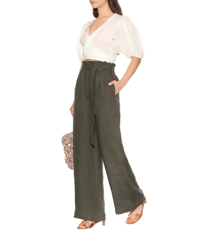 Shop Asceno High-waisted Linen Pants In Green