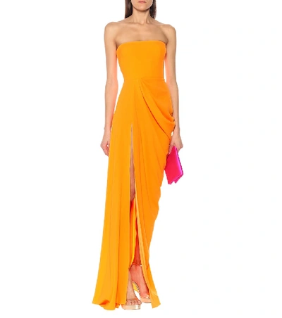 Shop Alex Perry Reed Strapless Crêpe Gown In Orange
