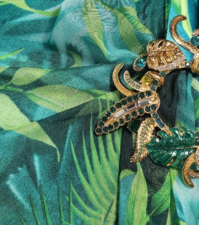 Shop Versace Jungle-print Silk Maxi Dress In Green