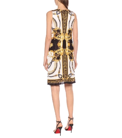 Shop Versace V Barocco Satin Dress In White