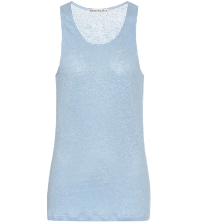 Shop Acne Studios Linen Tank Top In Blue