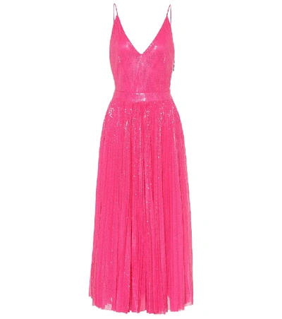Shop Msgm Sequined Dress In Pink