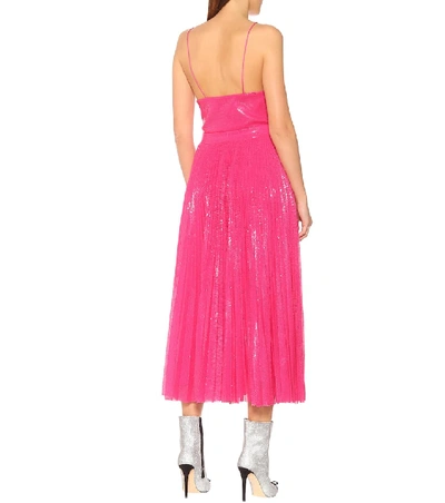 Shop Msgm Sequined Dress In Pink