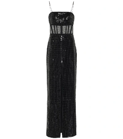 Shop Rasario Sequined Gown In Black