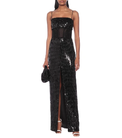 Shop Rasario Sequined Gown In Black