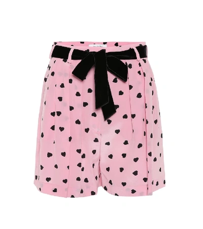 Shop Valentino Printed Silk Shorts In Pink