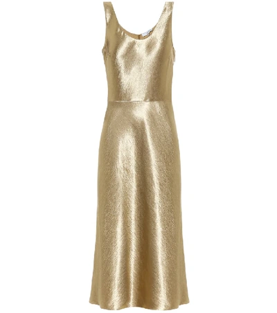Shop Vince Hammered-satin Dress In Gold
