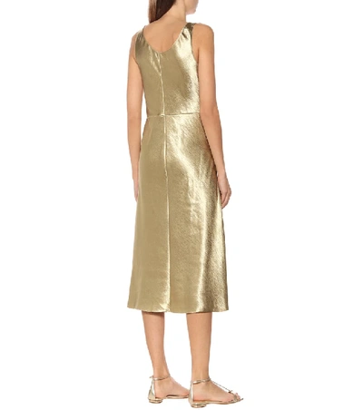 Shop Vince Hammered-satin Dress In Gold